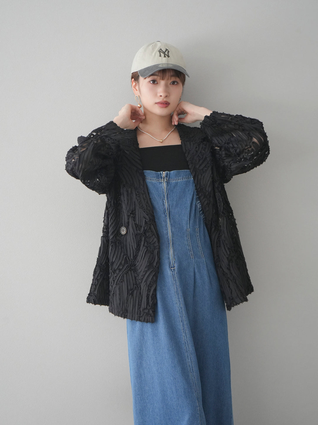 [予約]シアージャガードテーラードジャケット/ブラック