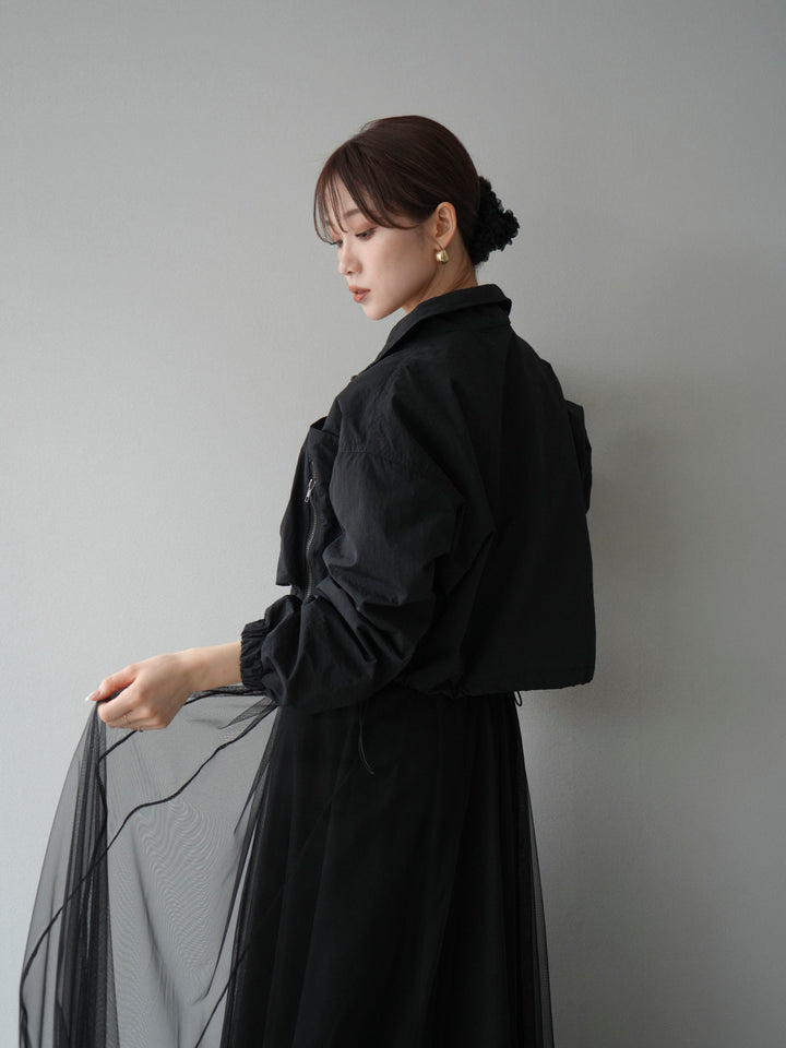 [予約]ポケットデザインショートブルゾン/ブラウン