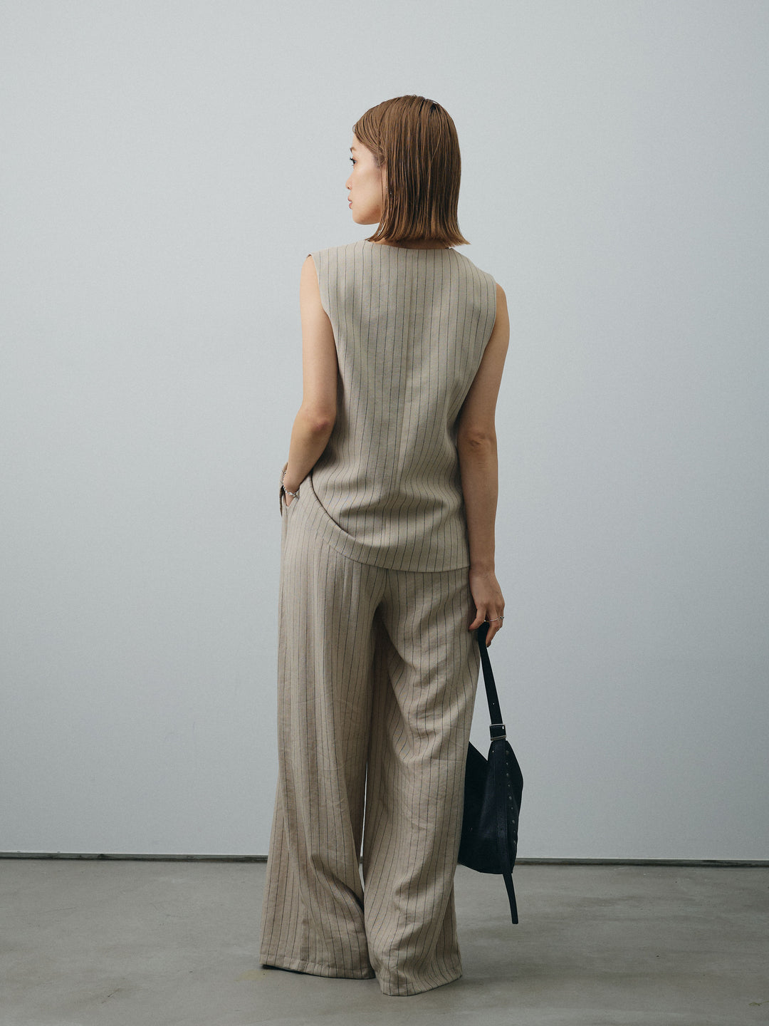 [SET]ストライプベスト＆ワイドパンツSET UP+ストライプベスト＆ワイドパンツSET UP(2set)