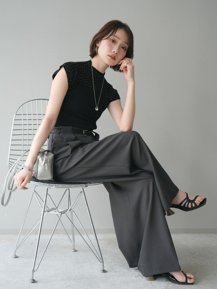 [SET]ビジューシアーフレンチニット+選べるアクセセット(2set)