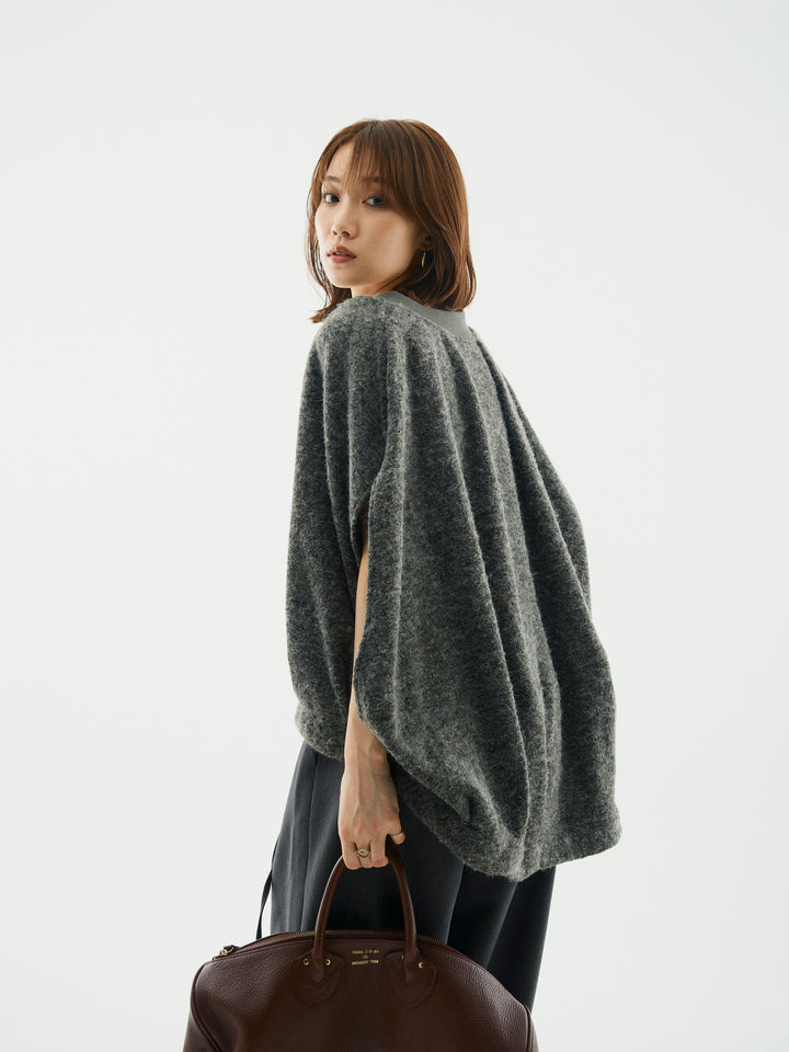 【Allure】[SET]ウール混コクーンブルゾン+ラップデザインタックワイドパンツ(2set)