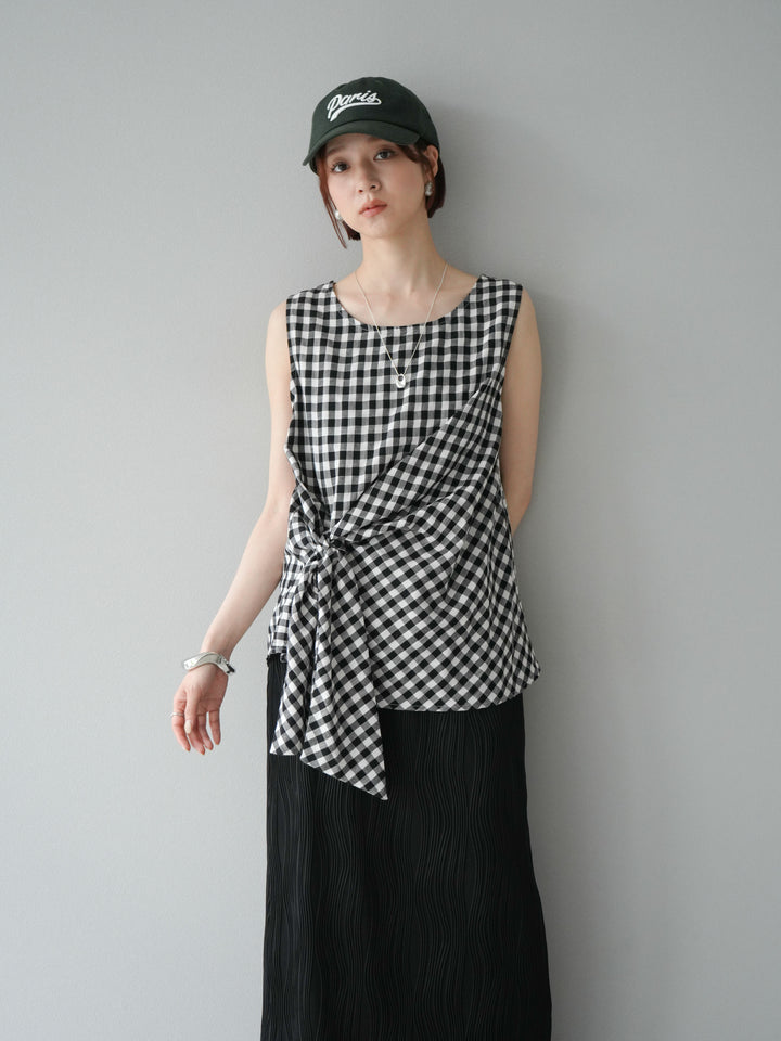 [SET] 前裹式無袖上衣+波浪滾邊緊身裙（2套）