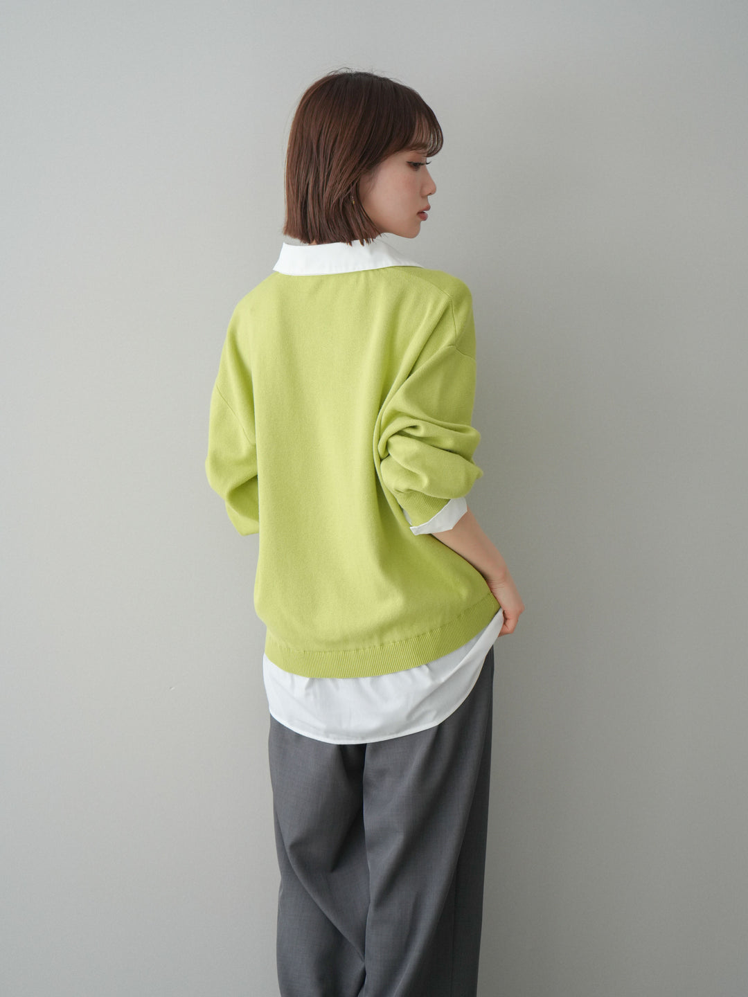 [予約]シャツドッキングオーバーニットプルオーバー/pistachiooff