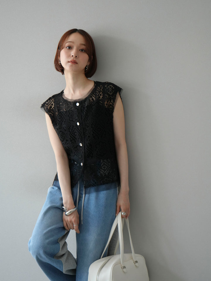 [予約]ブロックレースベスト/ブラック