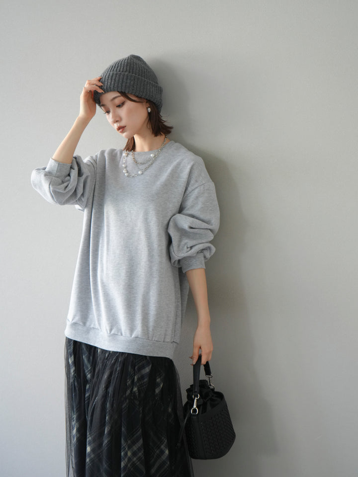 [予約]スウェットドッキングチェック柄レイヤードワンピース/グレー