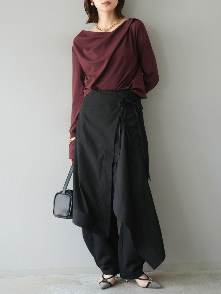 [予約]アシンメトリーレイヤードスカート/ブラック