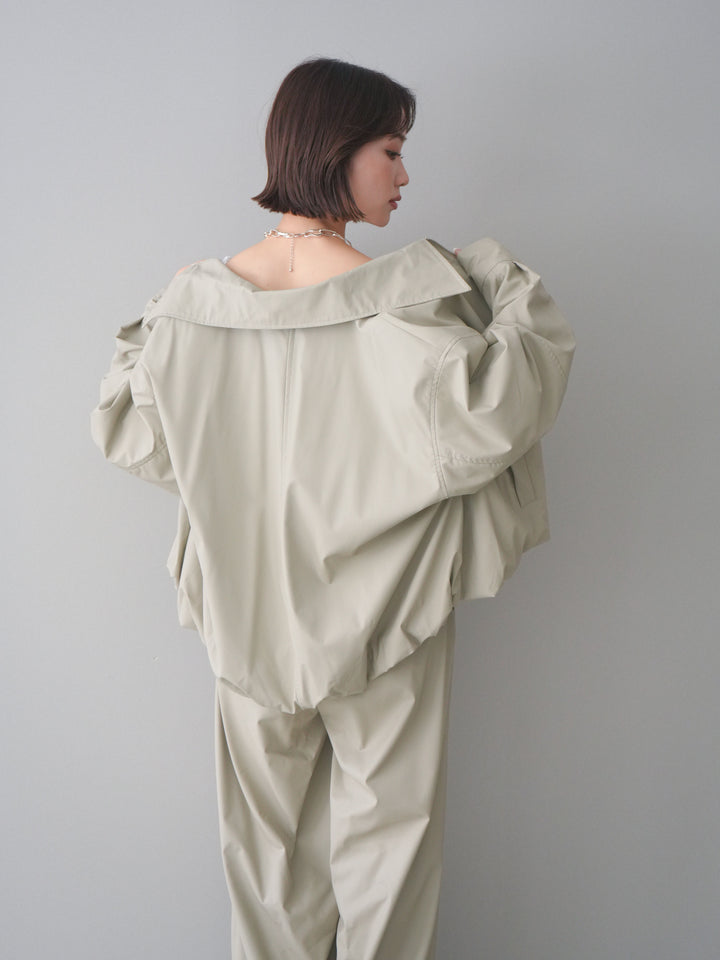 [予約]ウォッシャブルフェイクレザーバルーンジャケット/ecru