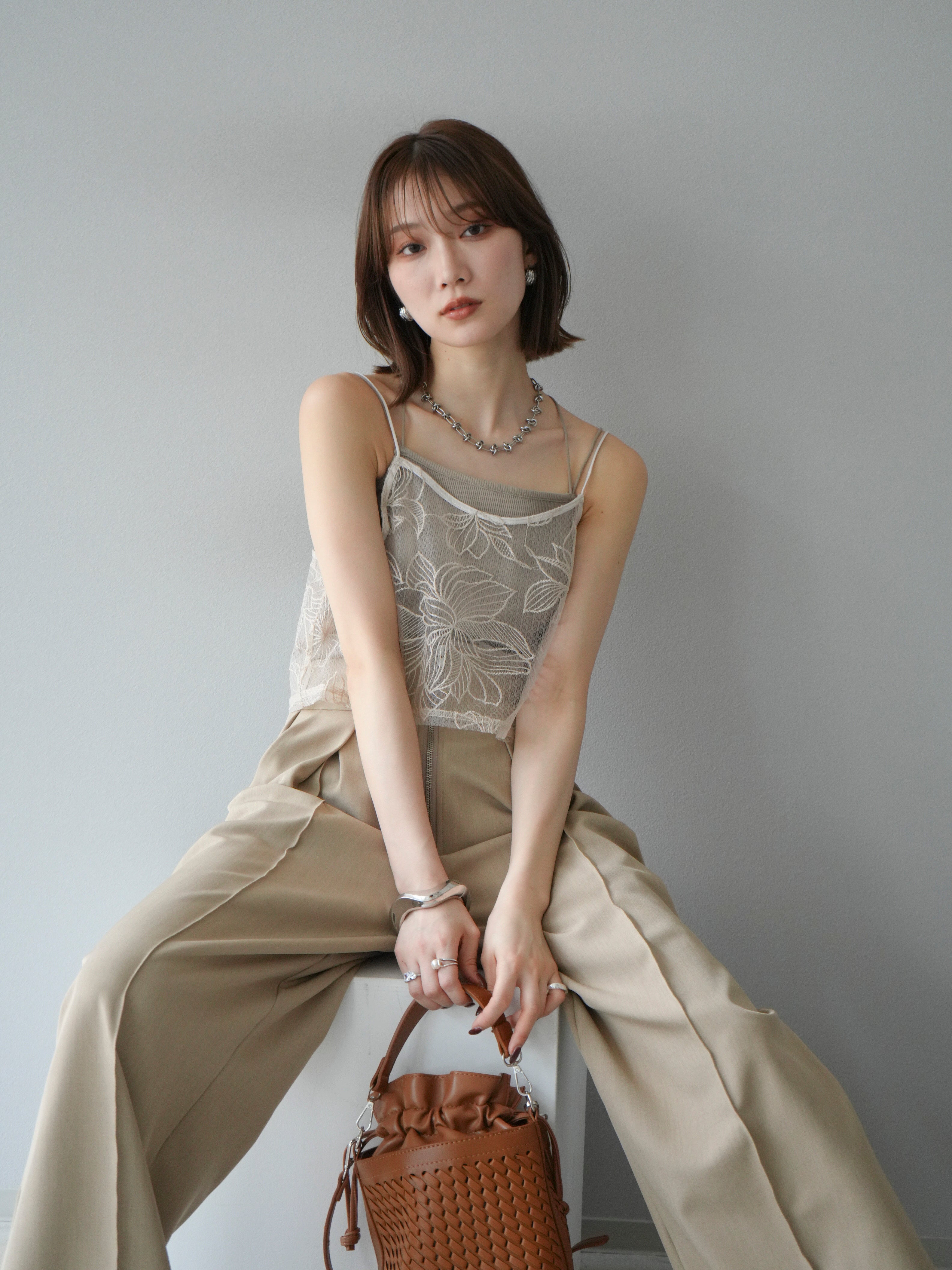 EXCENTRIQUE エクサントリーク 花柄刺繍 ビスチェ 赤 EXCENTRIQUE エクサントリーク 花柄刺繍 ビスチェ 赤