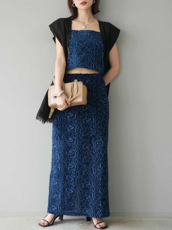 [預購] 雙拉鍊蕾絲下擺背心/黑色