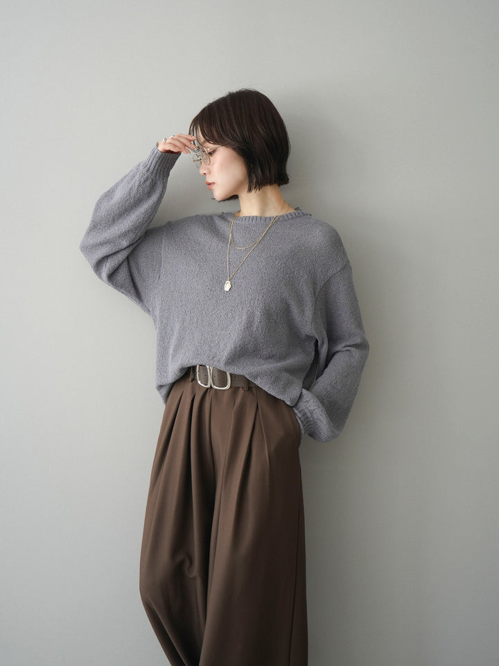 [予約]バックシアーフラワーレースニットプルオーバー/gray