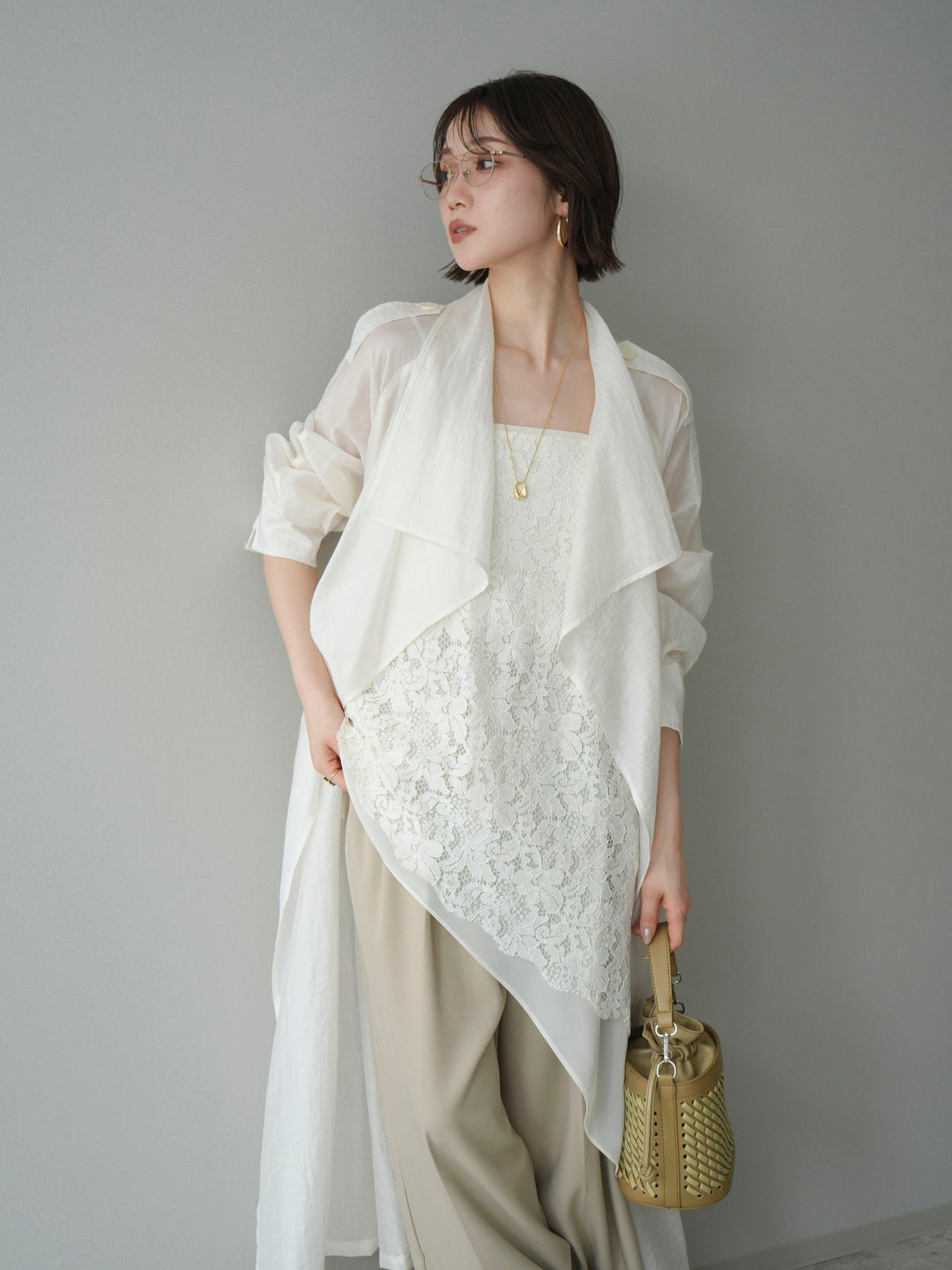 [予約]シアートレンチロングコート/ivory