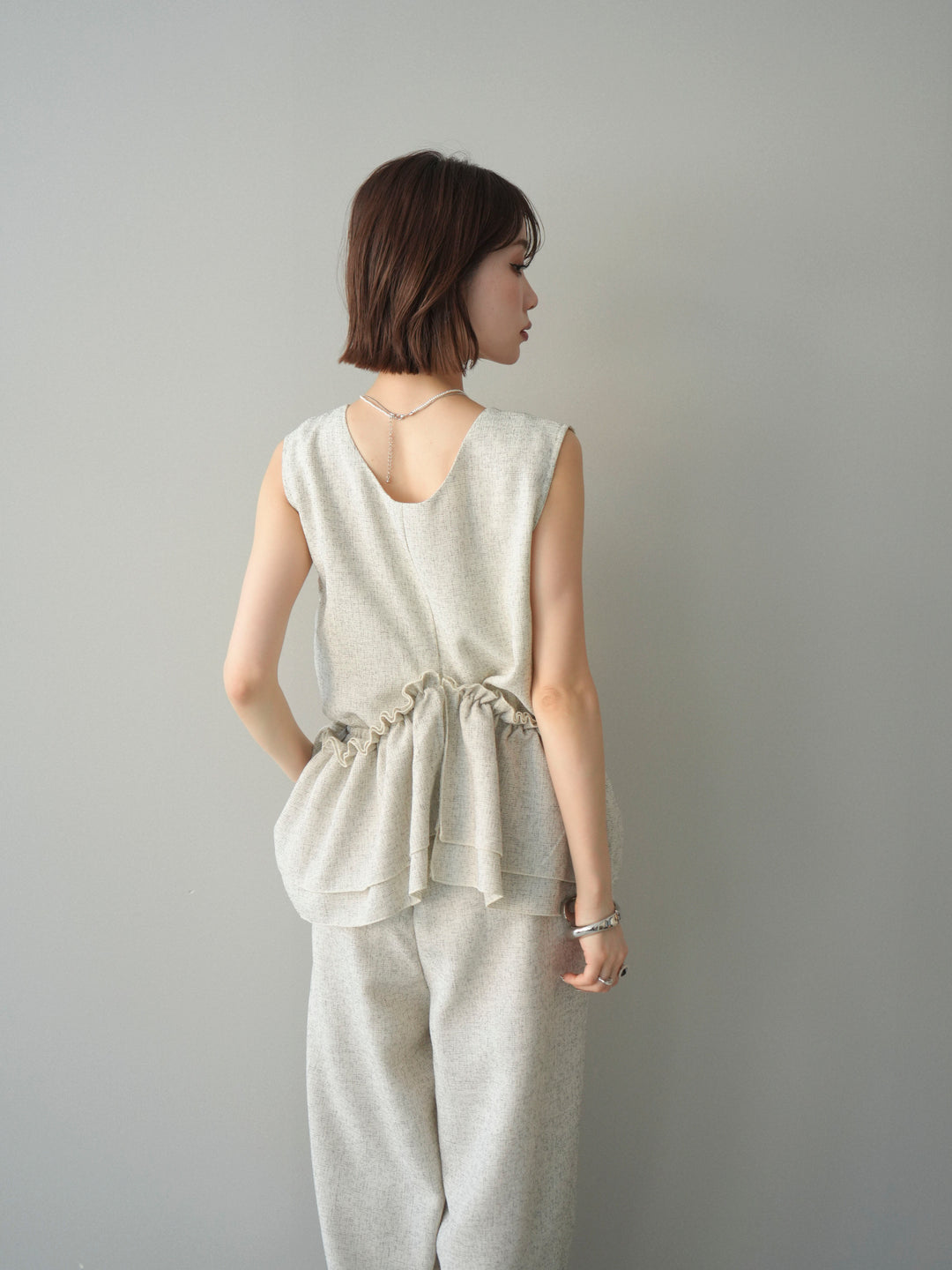 [SET]3WAYミックスツイードギャザーオールインワン+選べるアクセセット(2set)