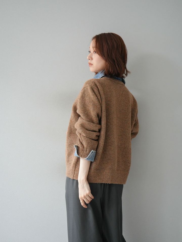 [SET]デニム襟ボタンニットカーディガン+エステルタックワイドパンツ(2set)