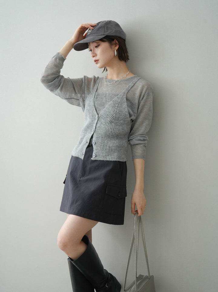 [予約]ビスチェアンサンブルシアーニット/gray