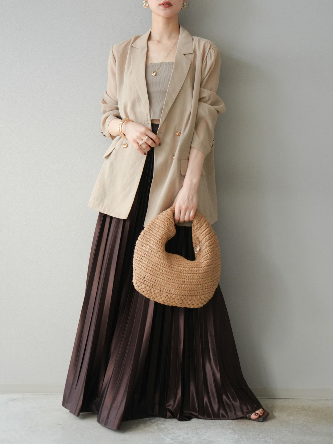 [予約]ゴールドボタンシアージャケット/ベージュ