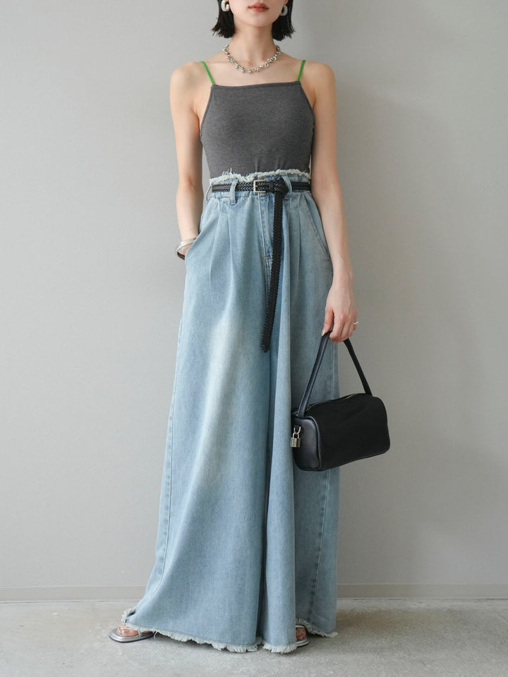 [予約]バイカラーストラップカップ付キャミソール/グレー