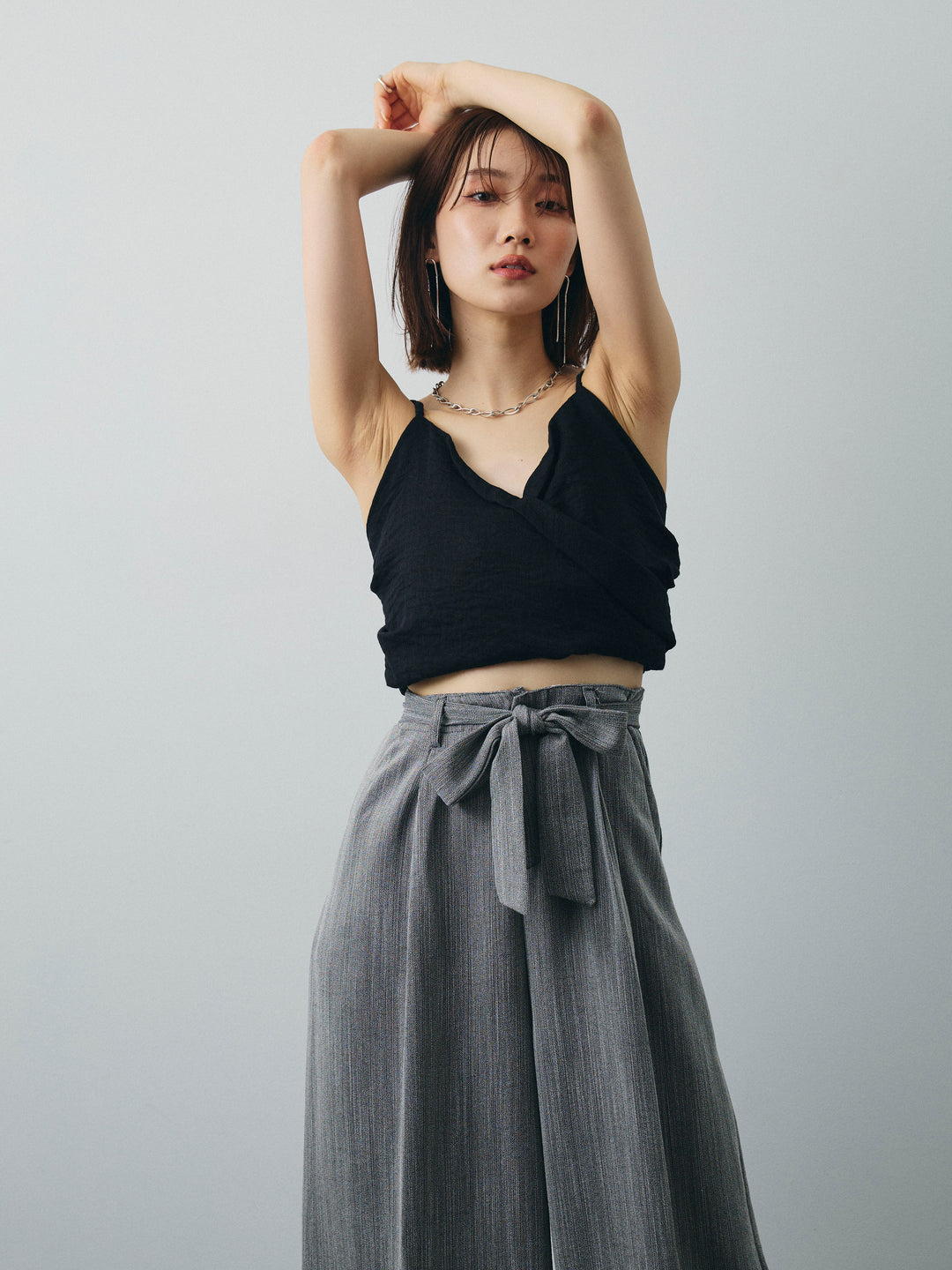 [SET]リネンライクカシュクールデザインビスチェ+リネンライクカシュクールデザインビスチェ(2set)