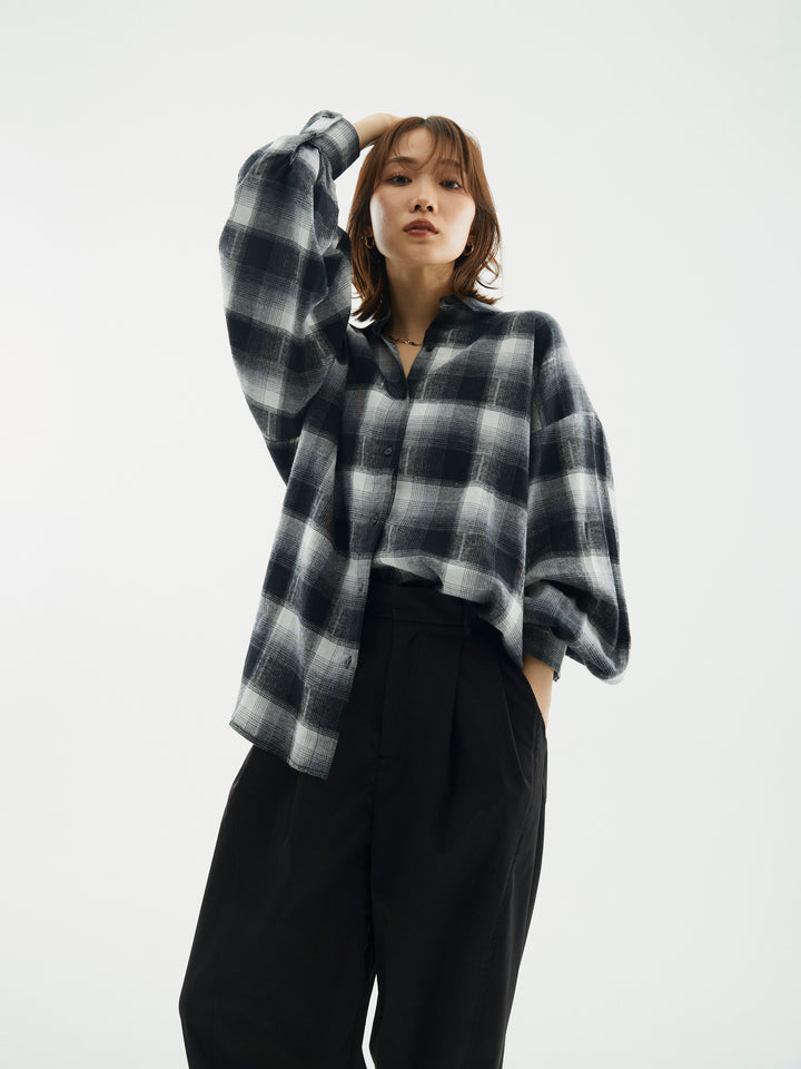 【Allure】[SET]オンブレチェックオーバーシャツ+オンブレチェックオーバーシャツ(2set)