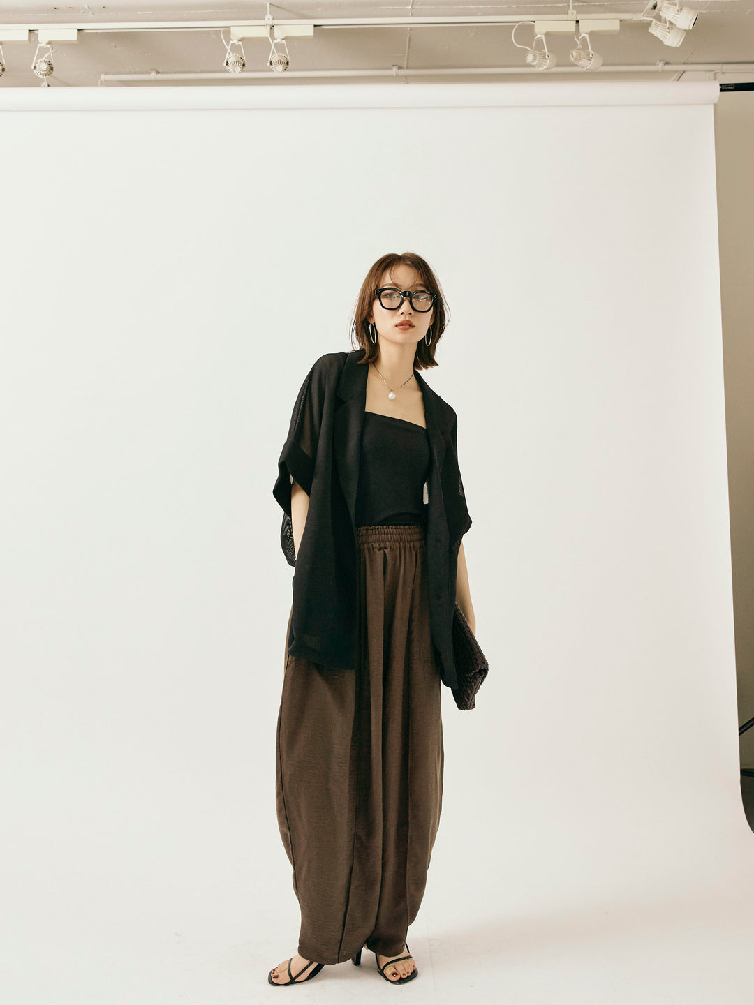 [予約]リネンライクベイカーバルーンパンツ/ブラウン