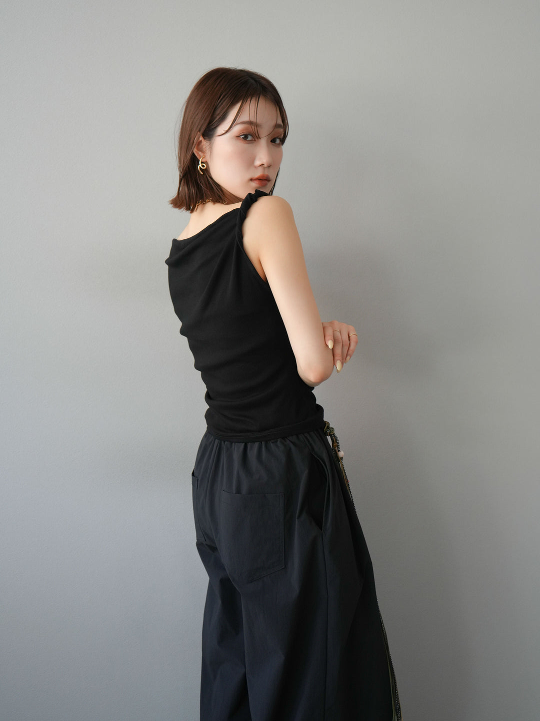 [SET]タックデザイントップス＆ビーズベルト付きパンツSET UP(2set)