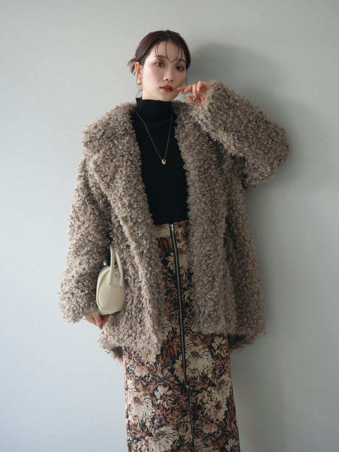 [予約]プードルファーダブルミドルコート/beige