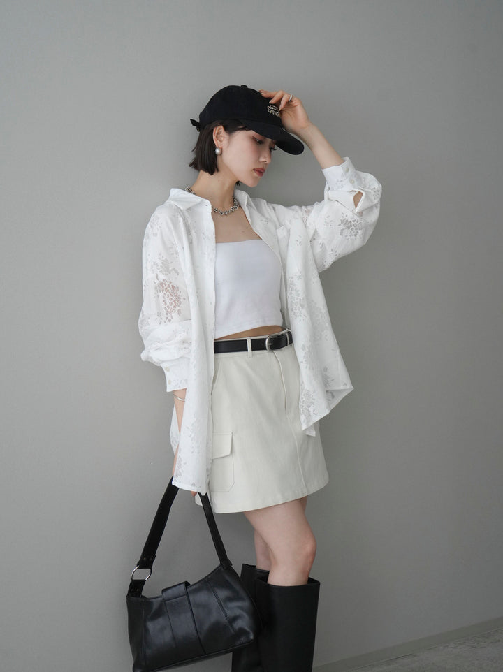 [予約]ジャガードレースオーバーシャツ/white