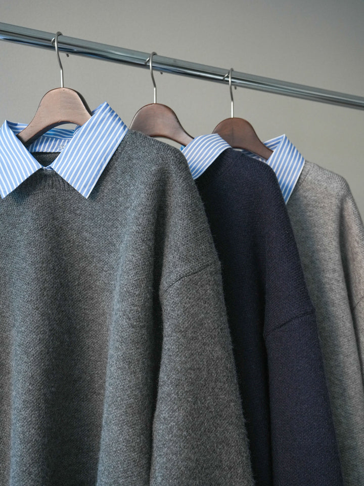 [SET]2WAYストライプ襟ニットプルオーバー+2WAYストライプ襟ニットプルオーバー(2set)