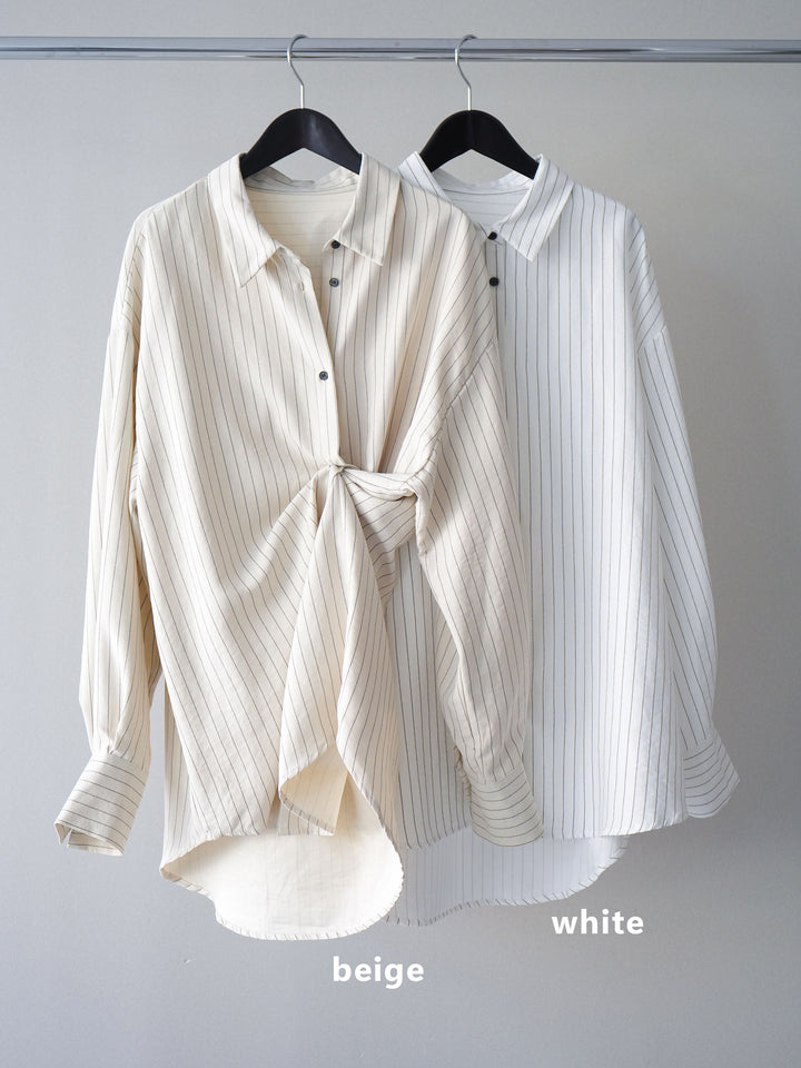 [SET]2WAYカシュクールストライプブラウス+ベルト付キーホルダーモチーフワイドパンツ(2set)