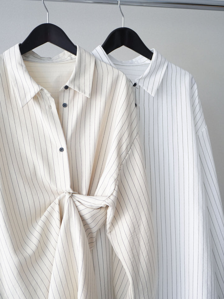 [SET]2WAYカシュクールストライプブラウス+スウェットフレアロングスカート(2set)