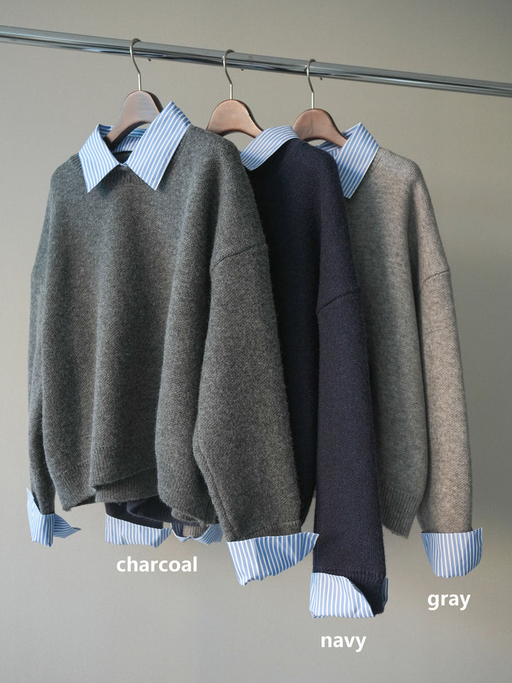 [SET]2WAYストライプ襟ニットプルオーバー+2WAYストライプ襟ニットプルオーバー(2set)