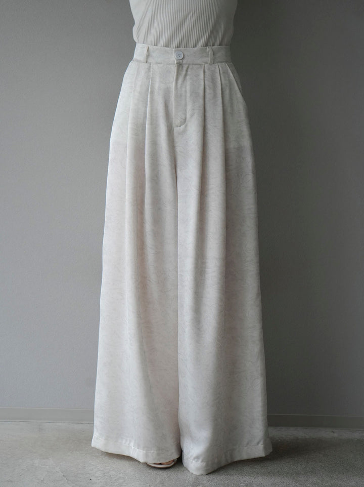 [Pre-order] 2-tuck nuanced satin wide pants/ivory