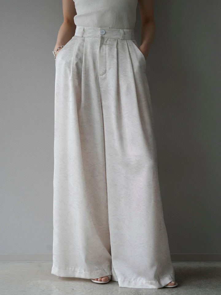 [Pre-order] 2-tuck nuanced satin wide pants/ivory