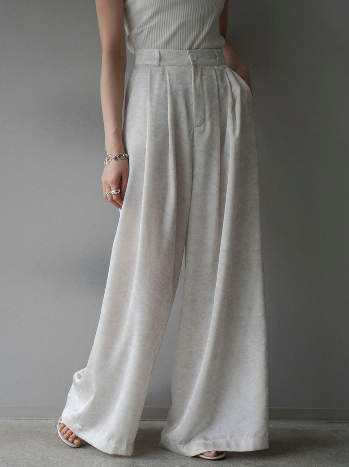 [Pre-order] 2-tuck nuanced satin wide pants/ivory