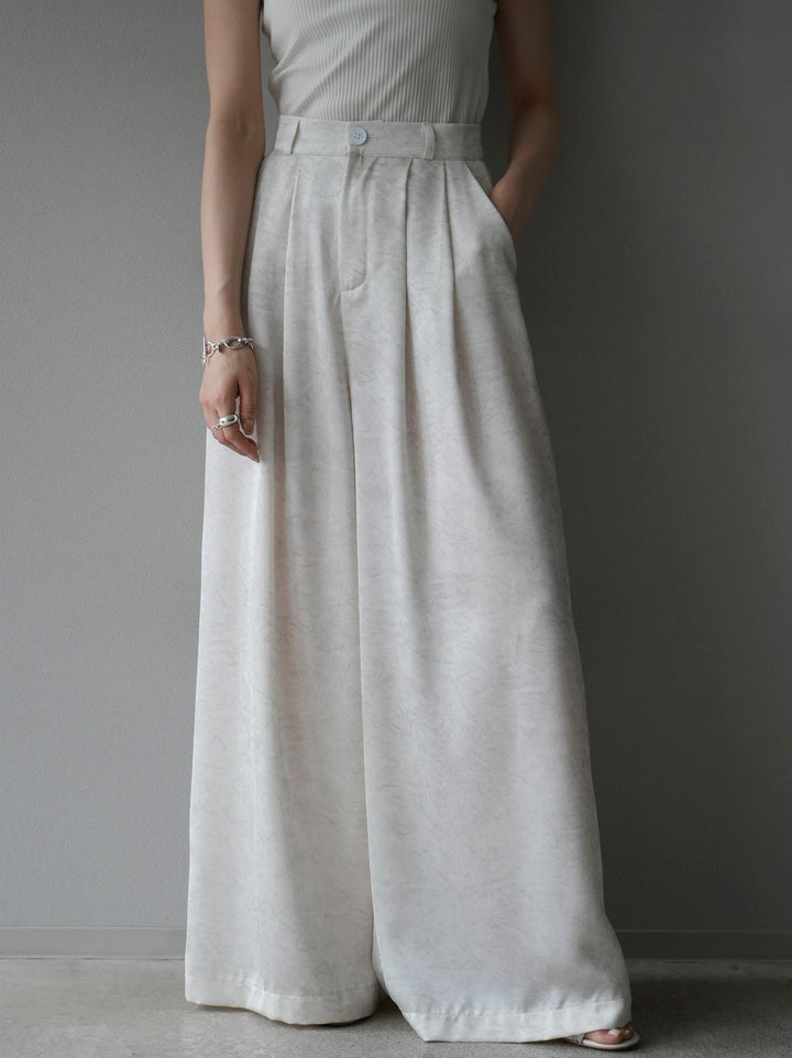 [Pre-order] 2-tuck nuanced satin wide pants/ivory