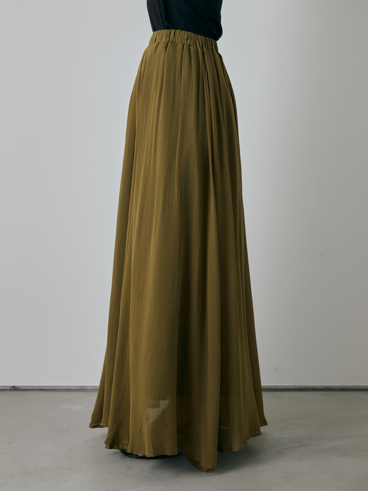[予約]シアーフレアマキシスカート/グリーン