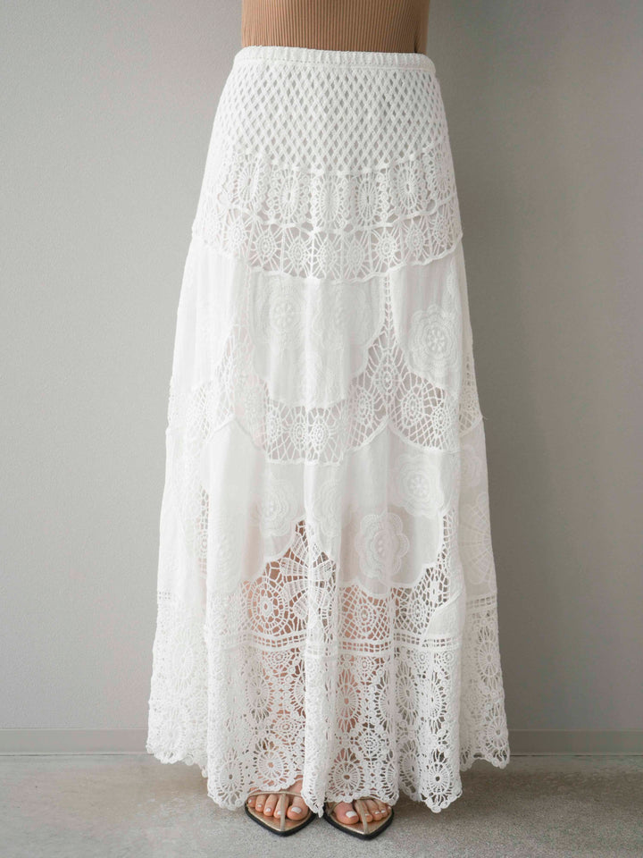 [預購] 鉤針長裙/白色