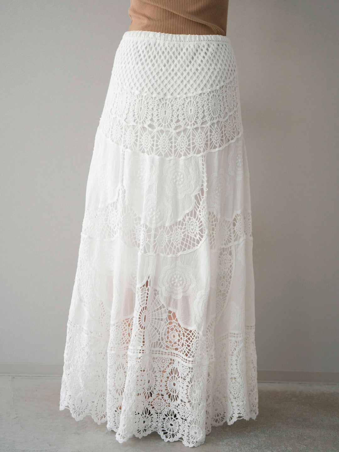 [預購] 鉤針長裙/白色