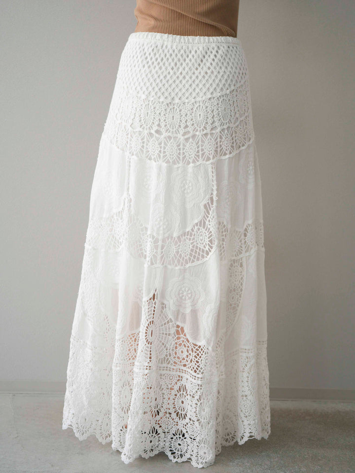 [預購] 鉤針長裙/白色