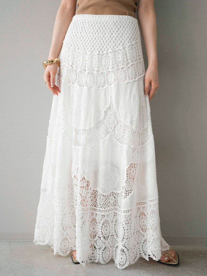 [預購] 鉤針長裙/白色