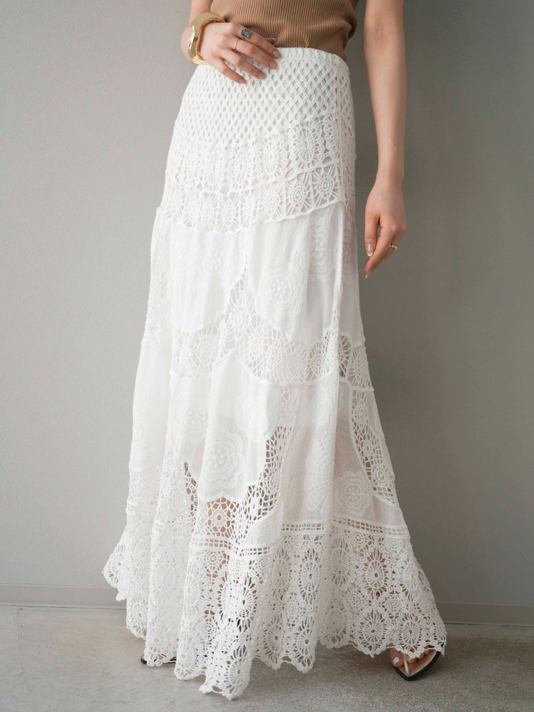 [預購] 鉤針長裙/白色