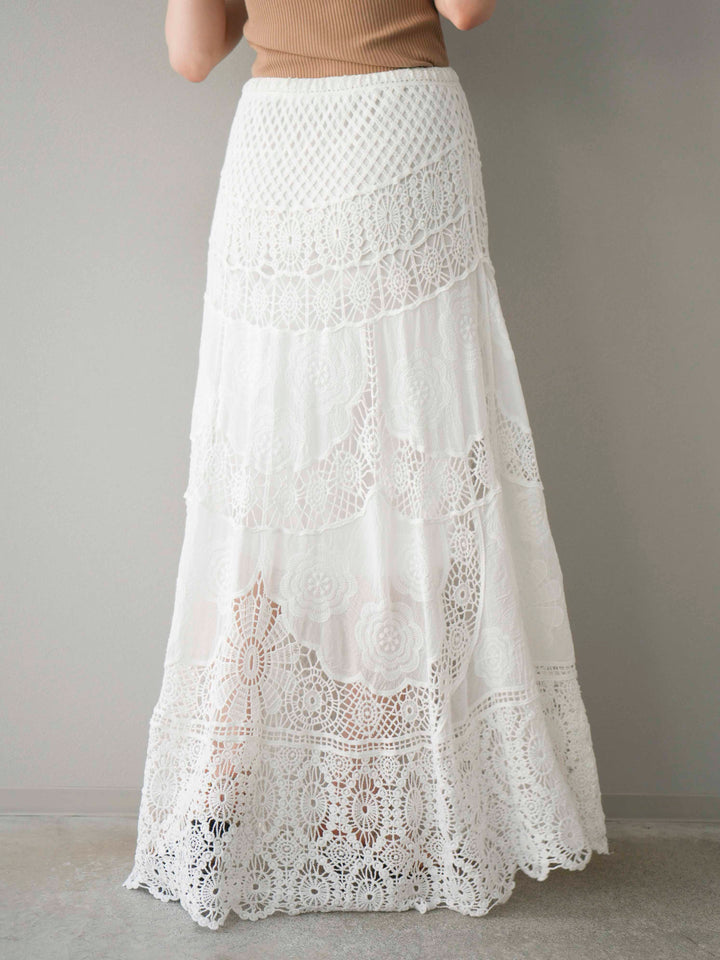 [預購] 鉤針長裙/白色
