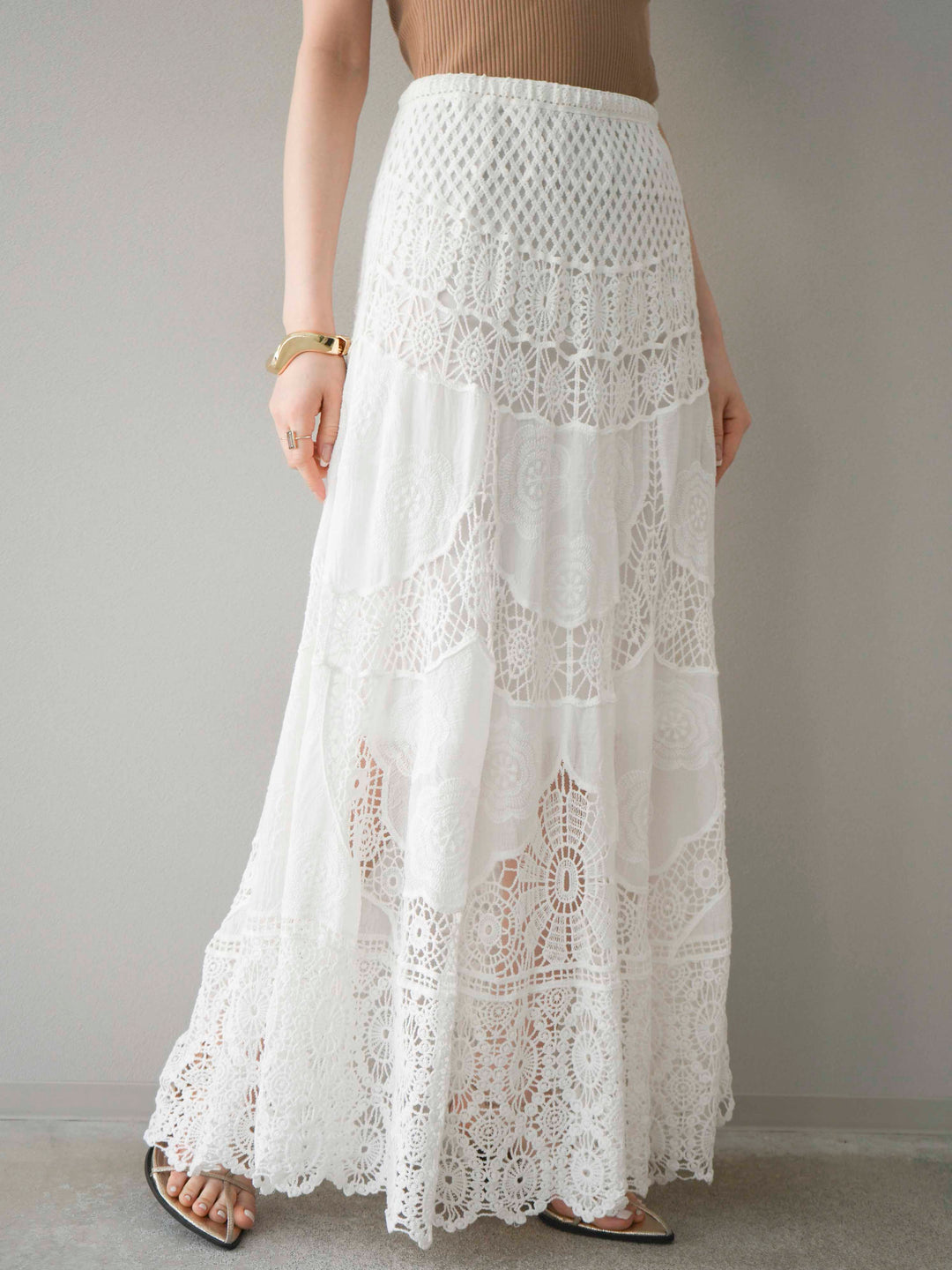 [預購] 鉤針長裙/白色