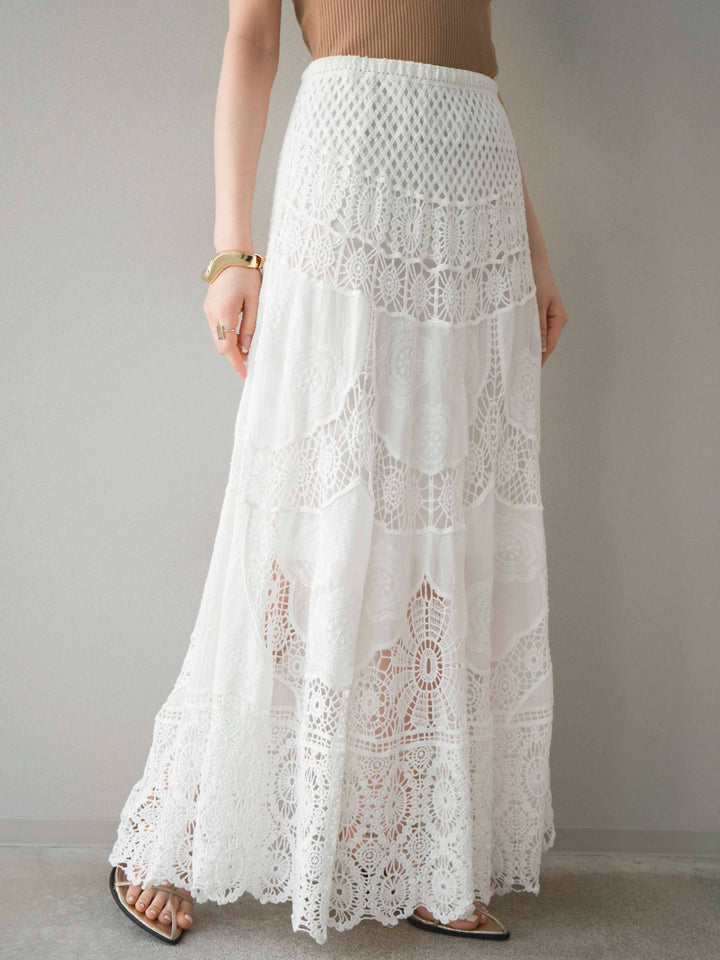 [預購] 鉤針長裙/白色