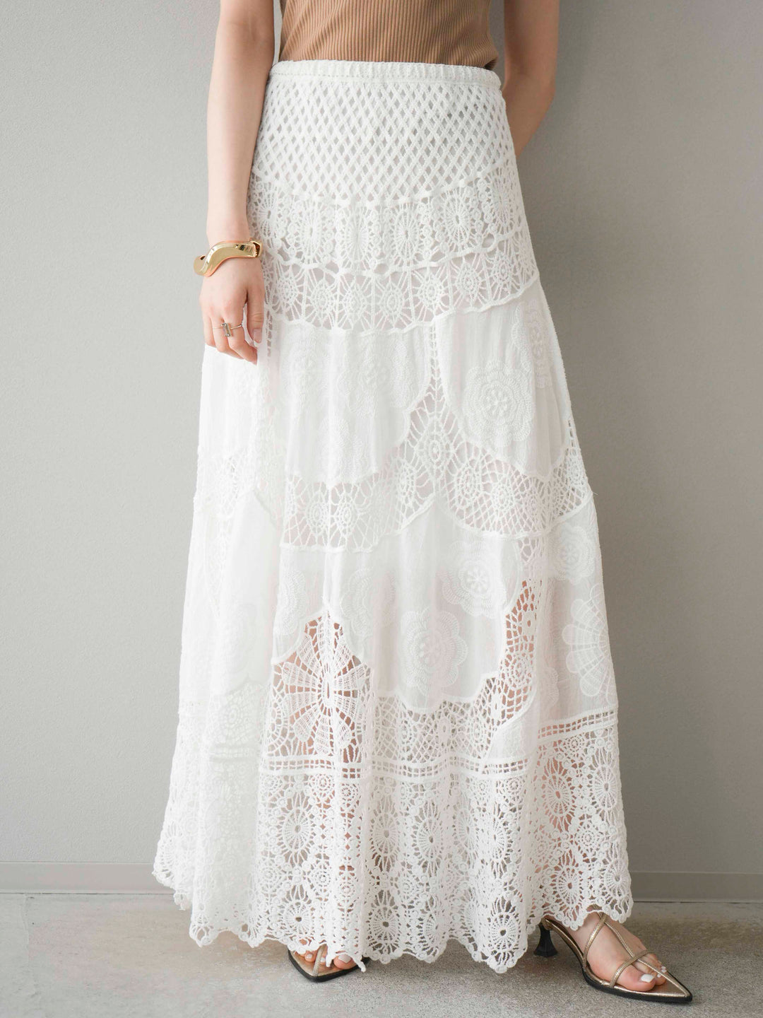 [預購] 鉤針長裙/白色