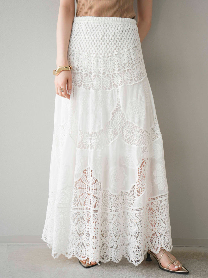 [預購] 鉤針長裙/白色