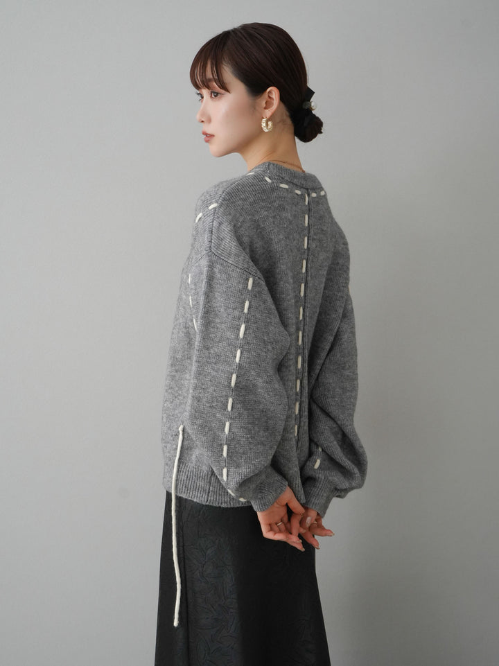 [預訂] 針織設計套頭衫/灰色