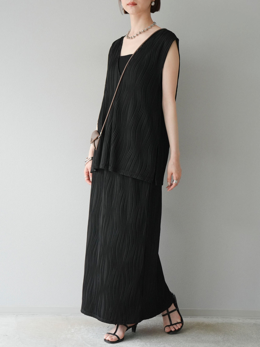 [SET]ウェーブパイピングタイトスカート+ウェーブパイピングタイトスカート(2set)