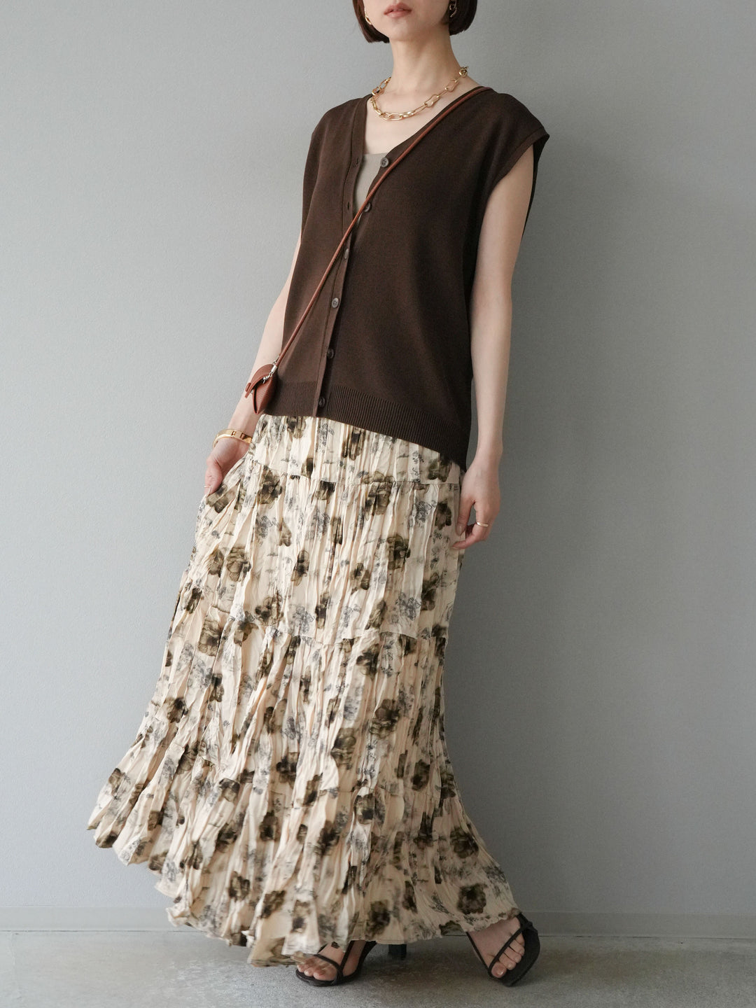 [SET]フラワーワッシャーロングスカート+フラワーワッシャーロングスカート(2set)