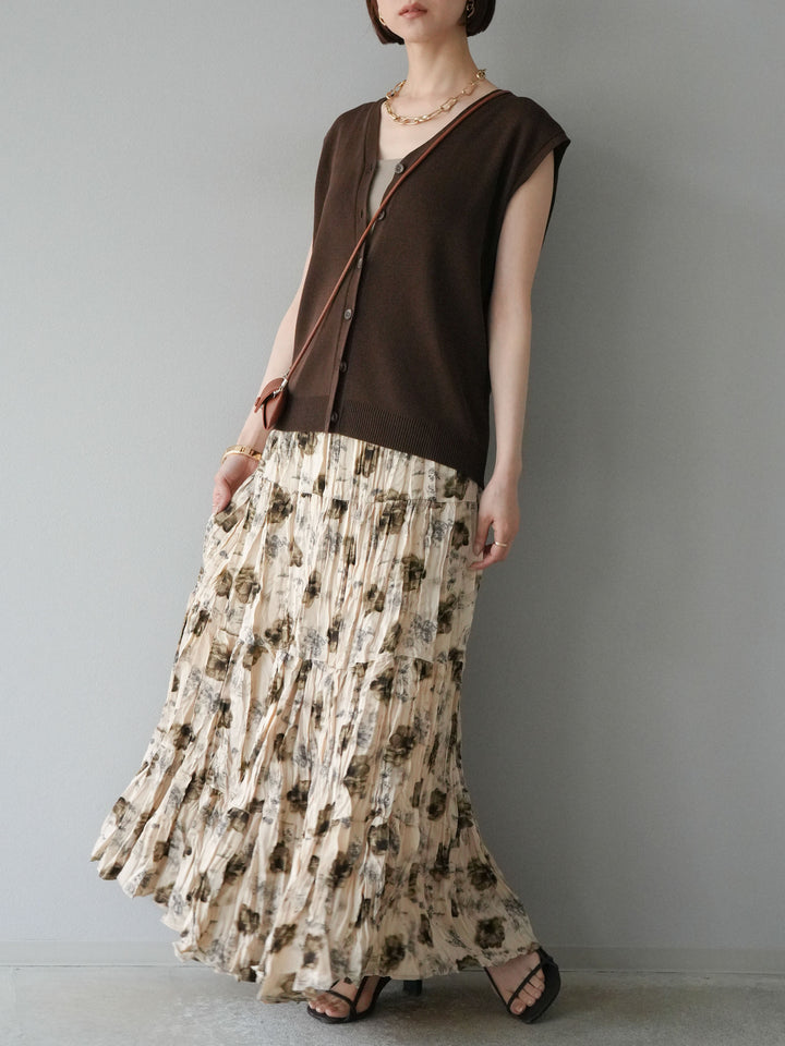 [SET]フラワーワッシャーロングスカート+フラワーワッシャーロングスカート(2set)