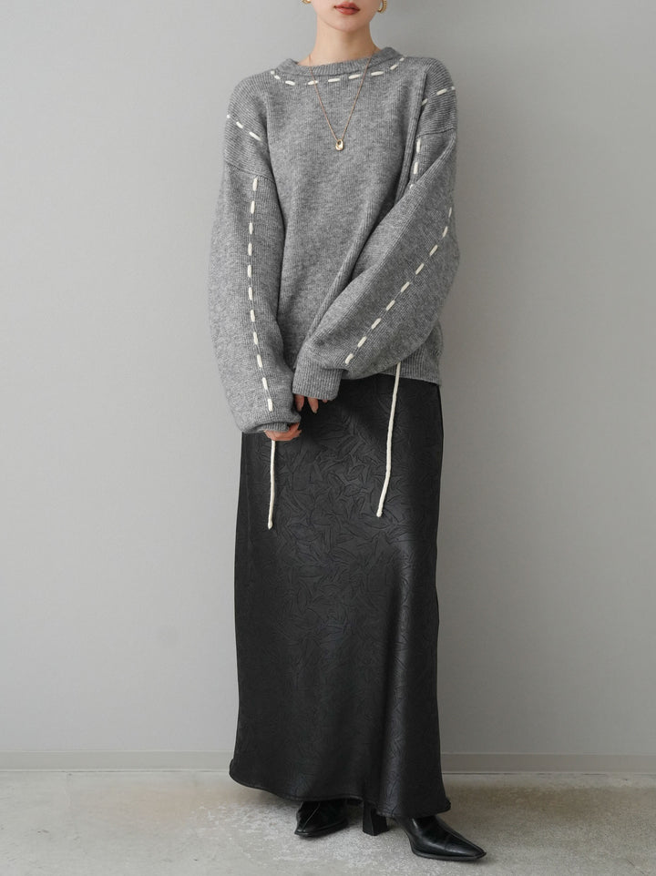 [預訂] 針織設計套頭衫/灰色
